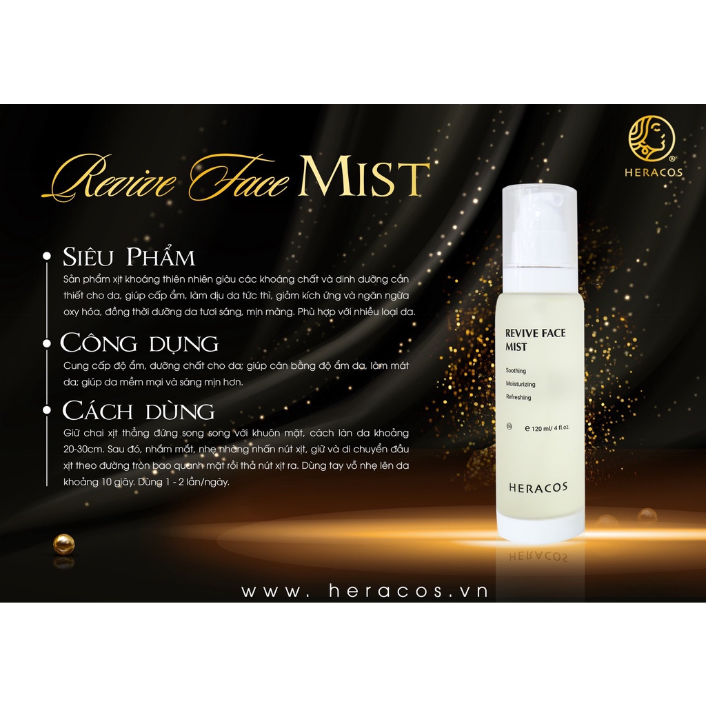 +Quà 90k-Xịt khoáng thiên nhiên dưỡng ẩm REVIVE FACE MIST HERACOS 120Ml cân bằng độ ẩm giúp da mềm mại sáng mịn | BigBuy360 - bigbuy360.vn