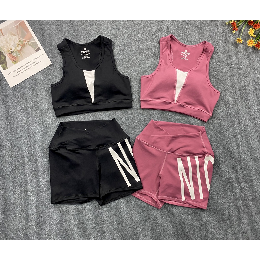 { free ship } Set đùi bra cạp cao ,áo kèm mút tập gym yoga aerobic nữ chất thun lạnh 4 chiều co giãn