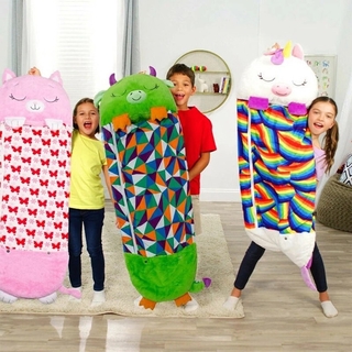 【Hot Sale】Unicorn Cartoon Baby Pillow Happy Nappers 2 in1 Children portable Warm baby sleeping Super soft sleeping bag Foldable kids sleeping bag