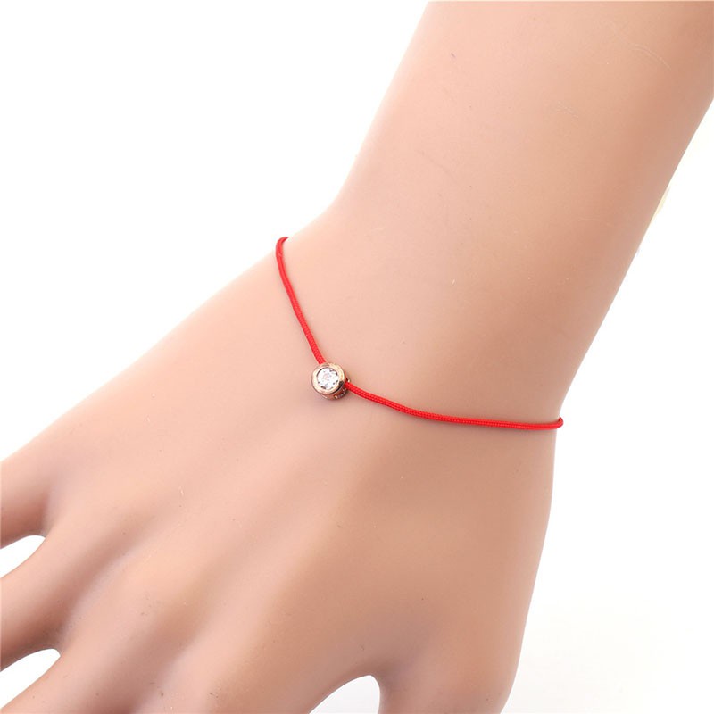 Vòng Tay Dây Đỏ Đính Kim Cương Giả Bằng Thép Không Gỉ Cao Cấp Thời Trang Bán Chạy Nhất