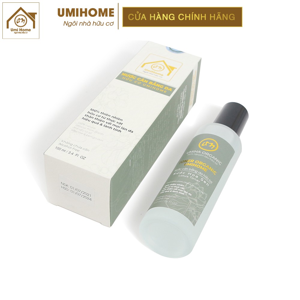 Toner Hoa Sen thiên nhiên UMIHOME cân bằng ẩm cho da | Lotus Toner 100ml