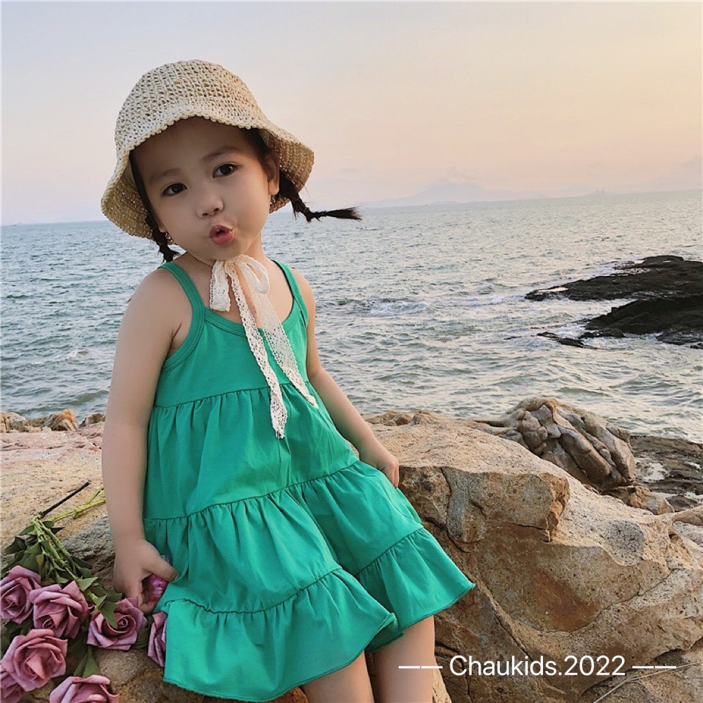 Váy maxi đi biển, váy maxi chất cotton đũi 4 màu siêu đẹp cho bé