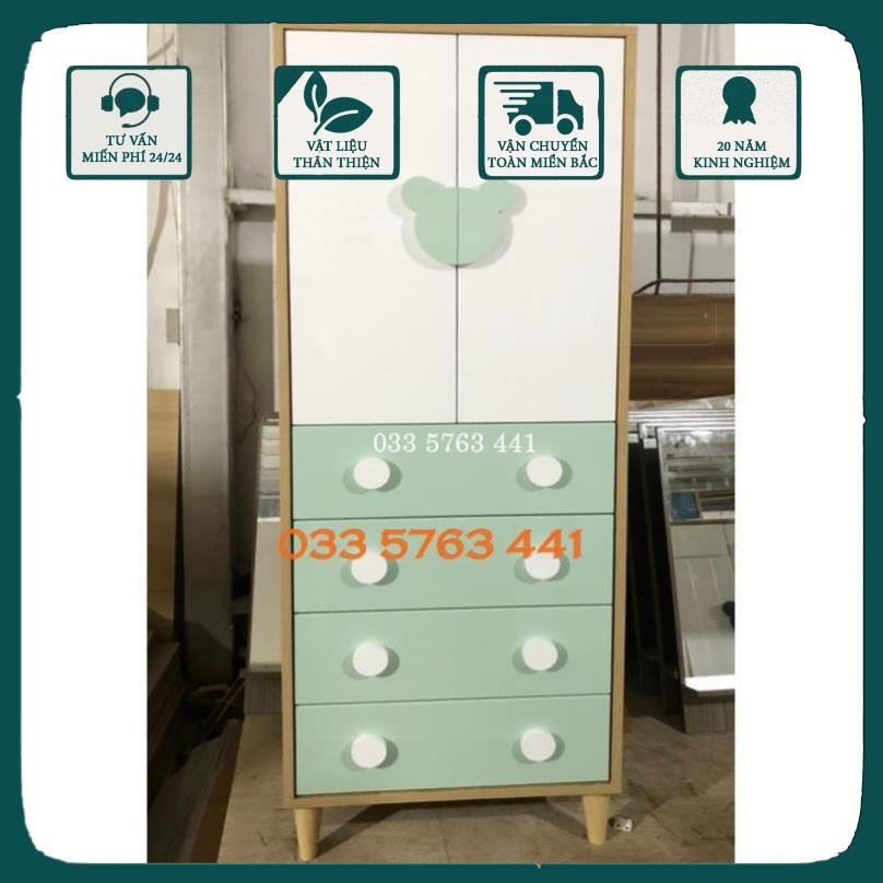 Tủ quần áo cho bé gỗ MDF phủ melamin chống nước kích thước 1,4 mét - 1,6 mét