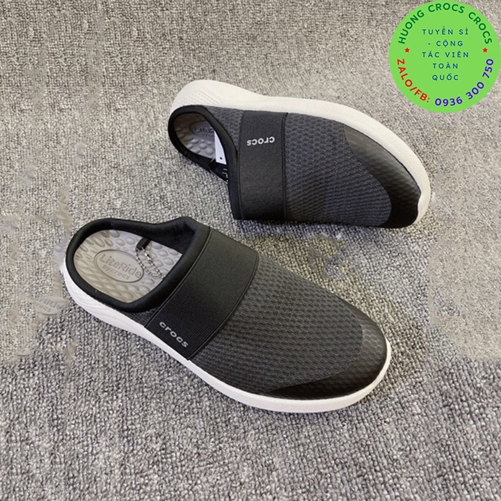 GIÀY SỤC LƯỜI CROCS VẢI LƯỚI LITERID MESH MULE CHO NAM MÀU ĐEN