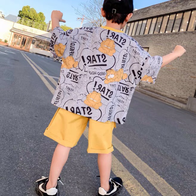 Đồ bộ bé trai Con Xinh cotton hình in  Mèo Masu STAR, quần áo bé trai từ 14 đến 45kg