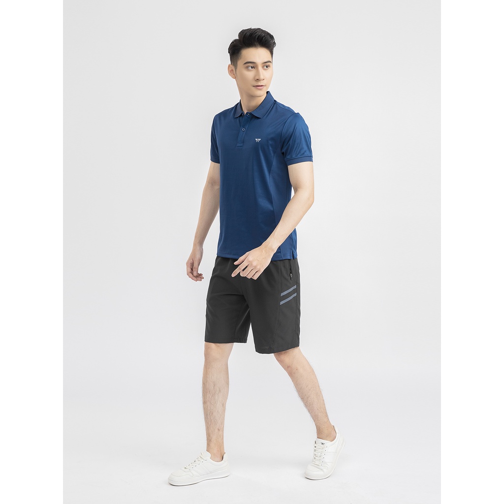 Áo thun polo nam chính hãng ARISTINO APS030S1 áo phông có cổ bẻ form regular fit màu navy trắng vải polyester cao cấp