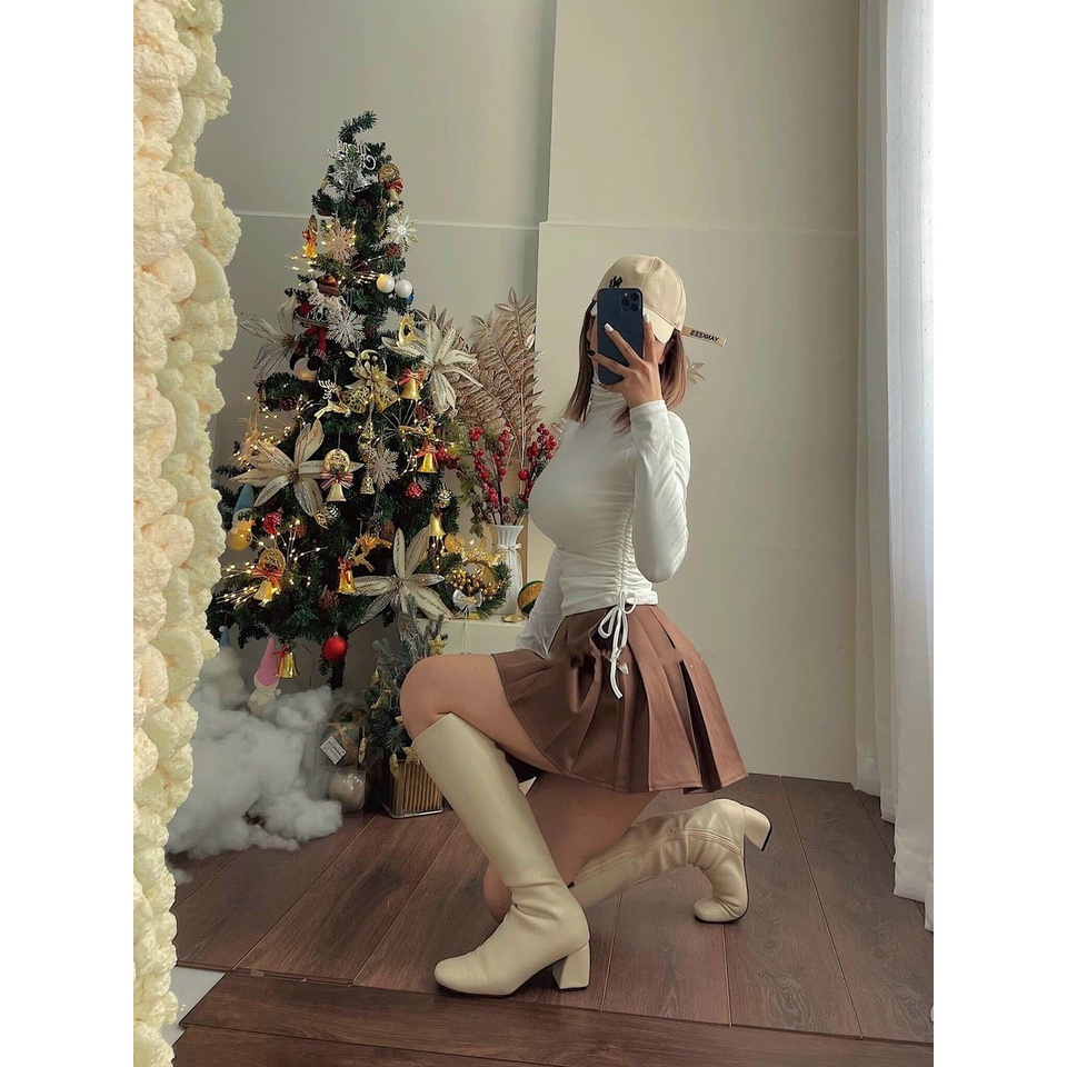 Áo thun cổ lọ tay dài rút dây 2 bên sexy NU50