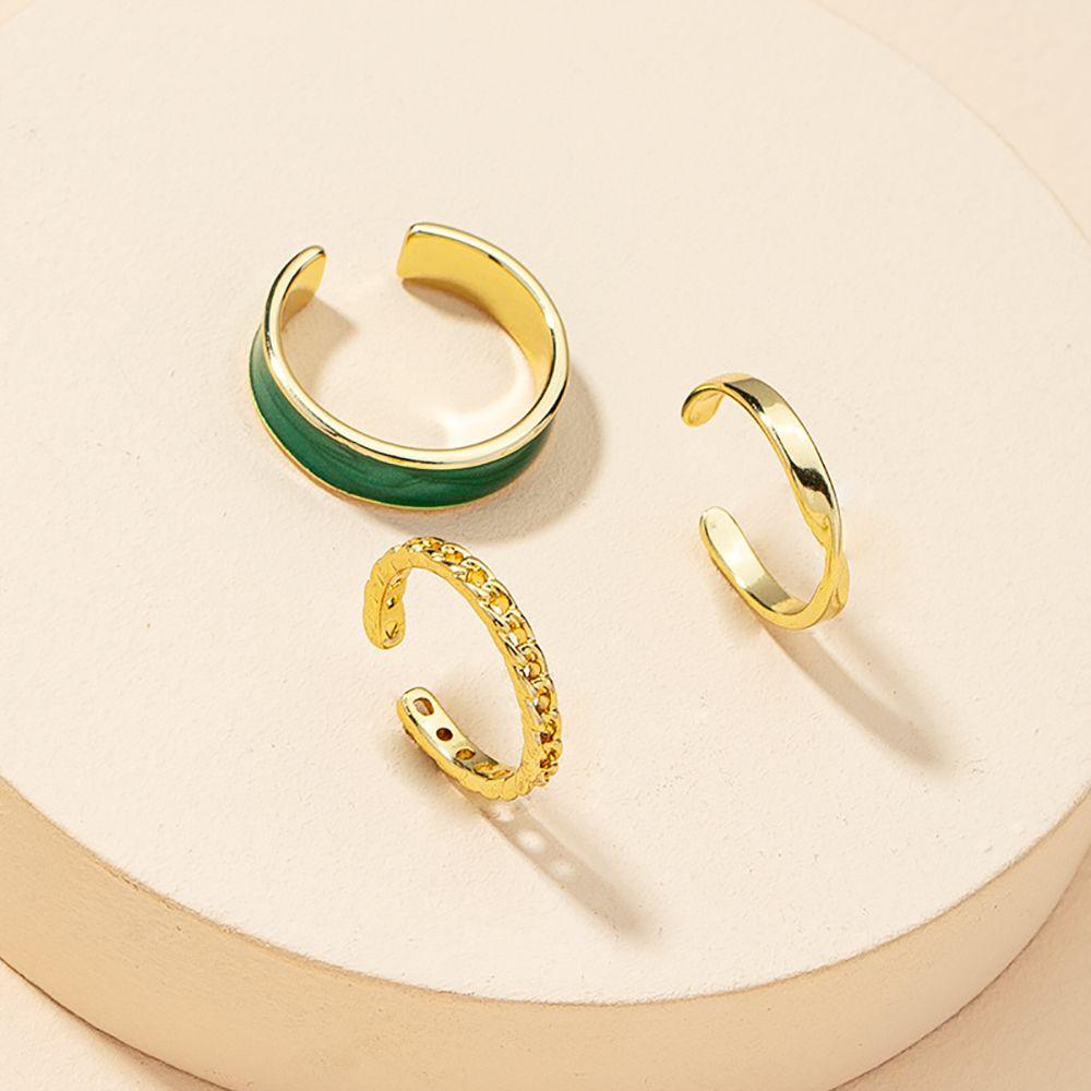 Bộ Nhẫn Hở Hình Học / Ngôi Sao / Trái Tim Đơn Giản Bằng Hợp Kim Phong Cách Hàn