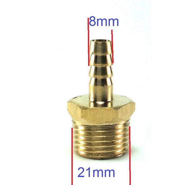 Nối co đuôi chuột ren ngoài 21 đầu ra chuột 6mm, 8mm,10mm, 12mm