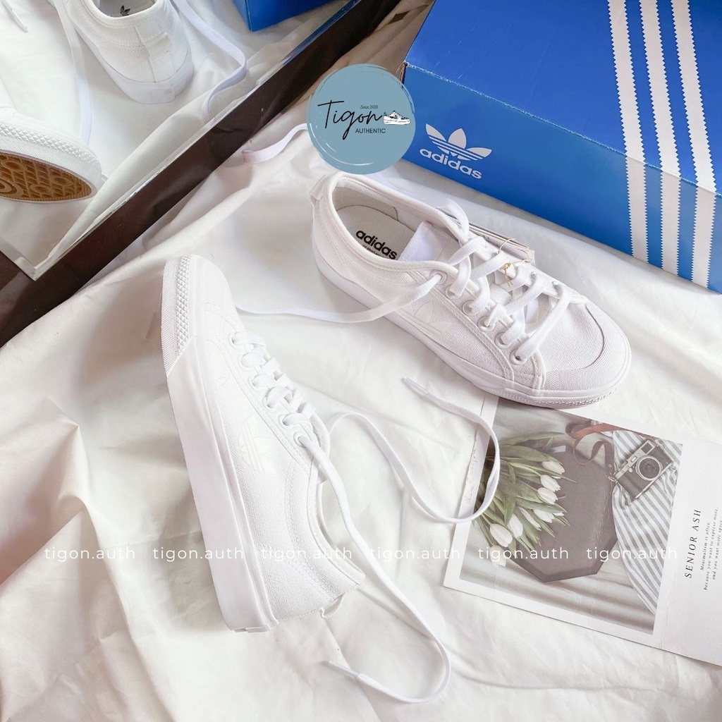 Giày Thể Thao Trắng Adidas Chính Hãng,  Giày Thể Thao Nữ Adidas Nizza Trefoil