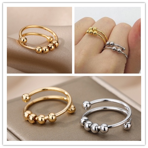 Nhẫn Hở Dạng Hạt Thời Trang unisex Giảm Căng Thẳng