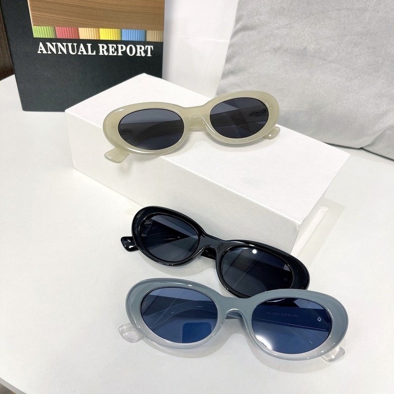 (KIQI-FASHION) COD Kính Mát Gọng Oval Chống Tia Uv400 Phong Cách Phương Tây Thời Trang Cho Nam Nữ