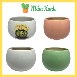 Chậu hạt dẻ tròn trồng cây mini 10.5 x 7.5 cm | Tặng kèm lưới lót chống rơi vãi đất