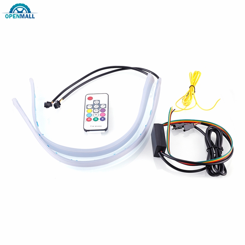 Set 2 dải đèn Led nhấp nháy linh hoạt nhiều màu trang trí đèn Pha xe hơi