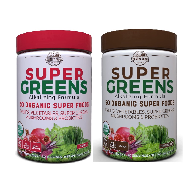 Hỗn hợp 50 siêu thực phẩm hữu cơ Country Farms Super Greens 300g