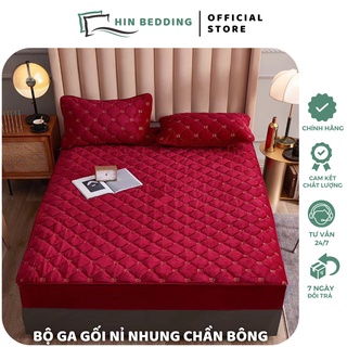 GA GỐI NỈ NHUNG CHẦN BÔNG HIN BEDDING MẪU MỚI HÀNG LOẠI 1 CAO CẤP TẶNG KÈM 2 VỎ GỐI ĐẦU(TẶNG KÈM TÚI XÁCH)