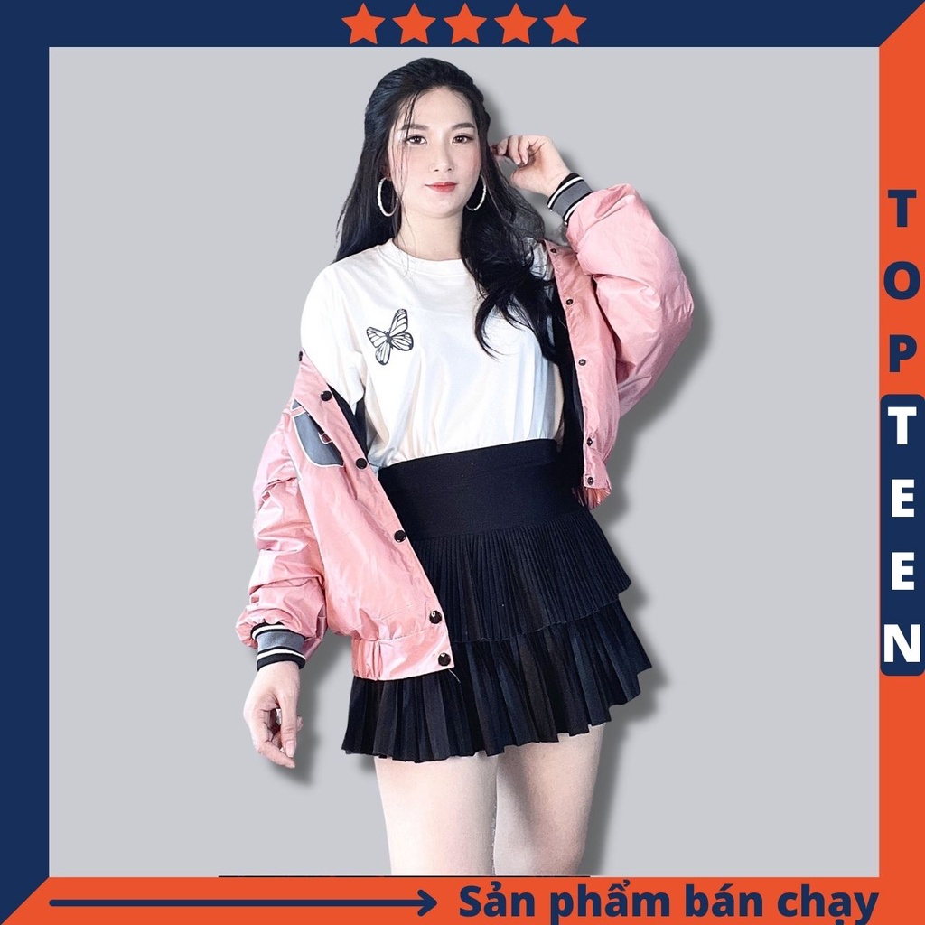 Áo khoác dù nam nữ form rộng tay phồng quảng châu bomber jackets gió 2 lớp in DÙ NGOẠI FO.92 - TOPTEEN 2263