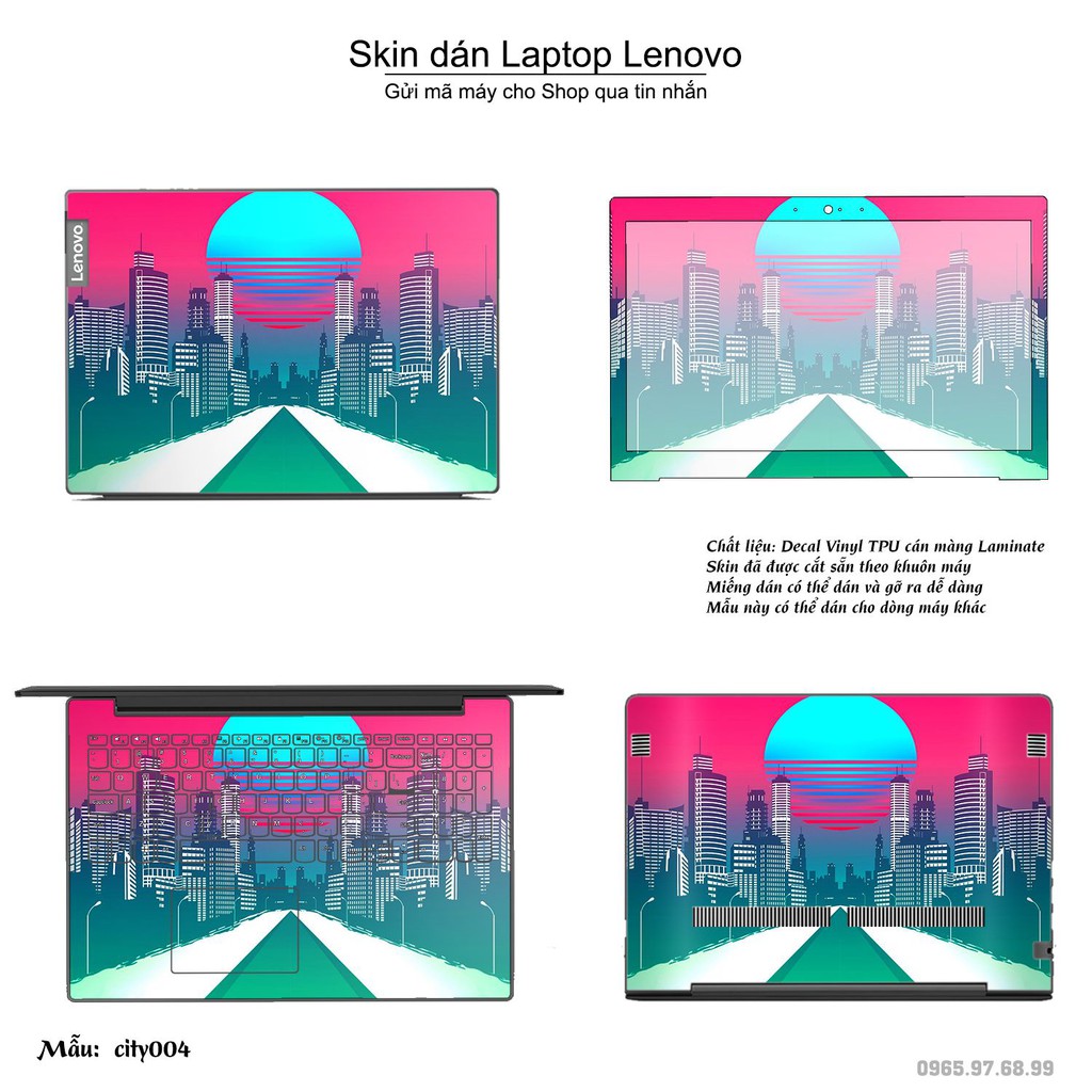 Skin dán Laptop Lenovo in hình thành phố (inbox mã máy cho Shop)