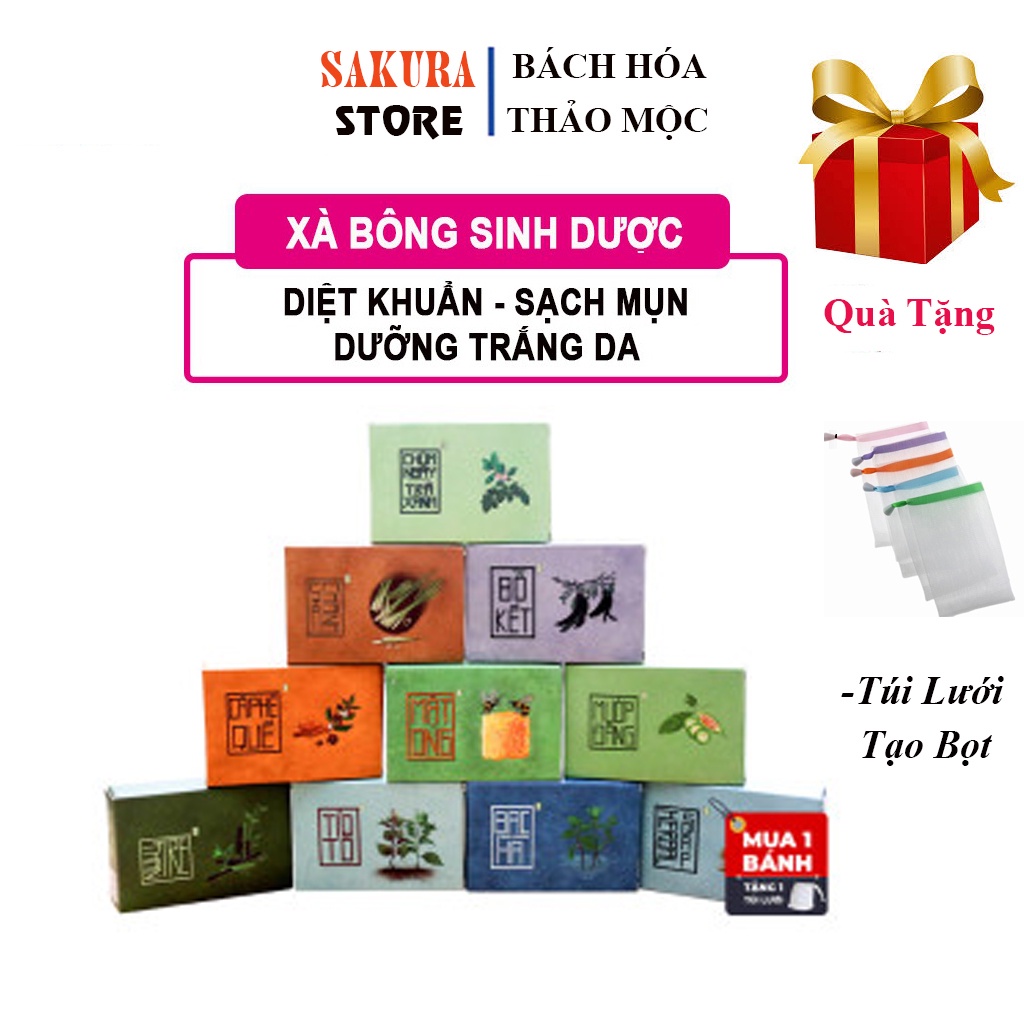 Xà Bông Sinh Dược Thiên Nhiên Đủ 10 Loại (Xà Bông Mướp Đắng, Nghệ Mật Ong, Chanh Sả....)