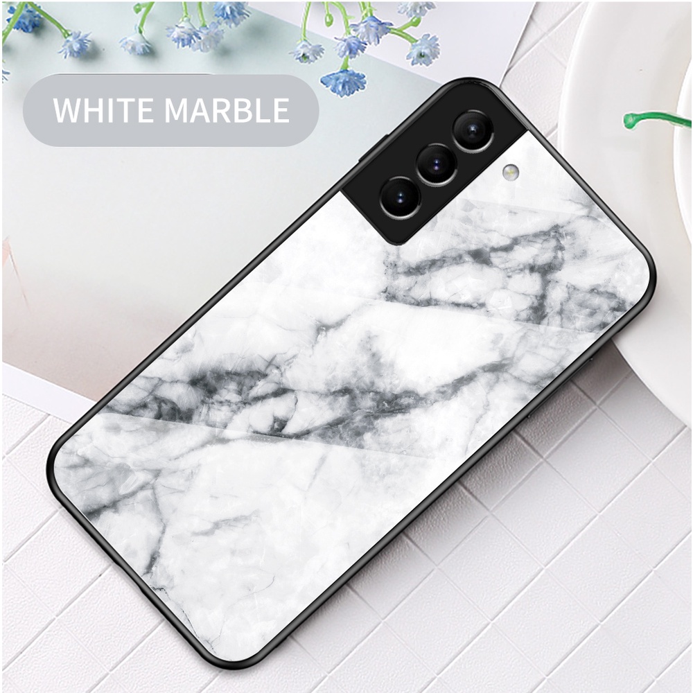 Ốp Điện Thoại Kính Cường Lực Vân Đá Hoa Cương Màu Gradient Cho Samsung Galaxy S21FE S21 Plus Ultra + S22 Plus Ultra + FE