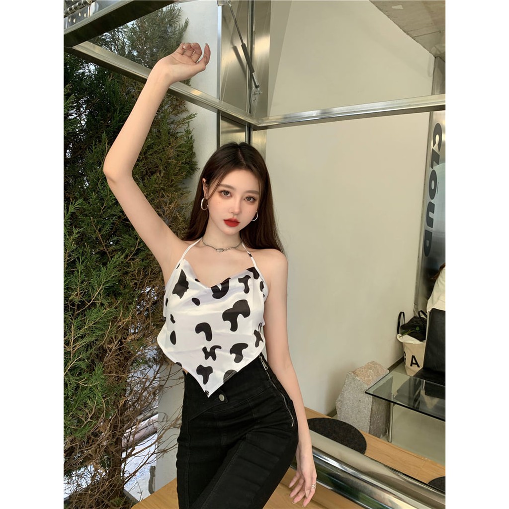 Áo yếm BÒ SỮA buộc dây lưng sexy - Áo croptop dáng yếm buộc dây hot trend freesize C309 | BigBuy360 - bigbuy360.vn