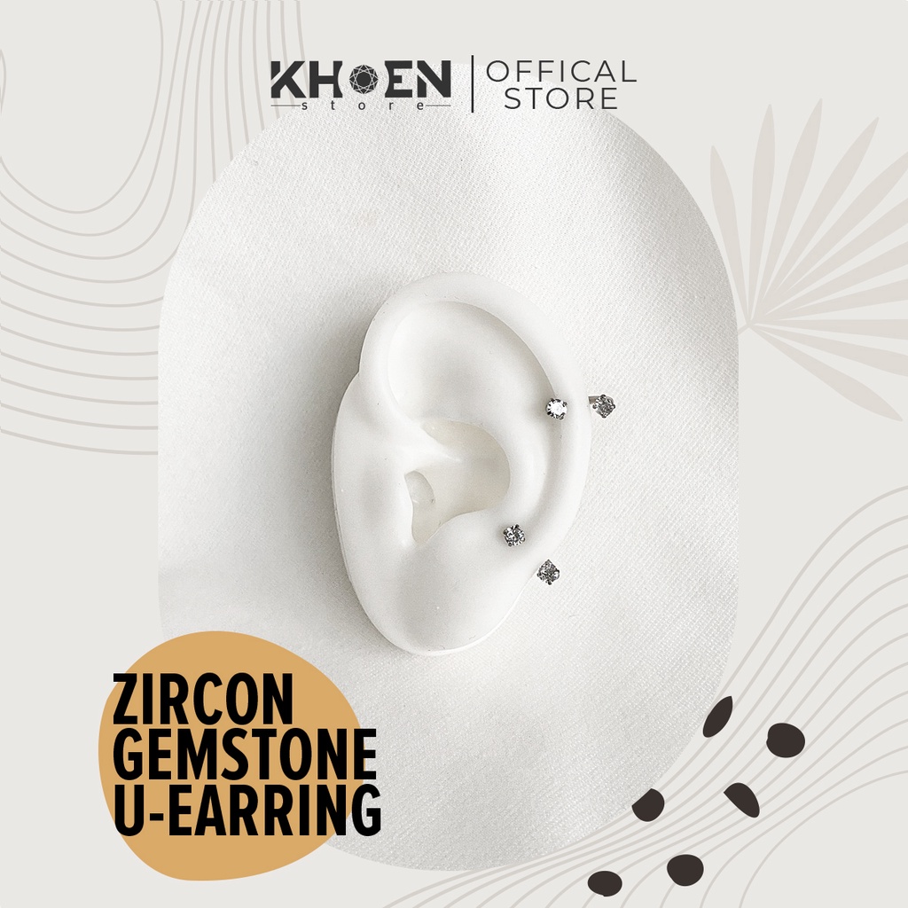 - Khuyên tai chữ U đá 3mm - Khoen store