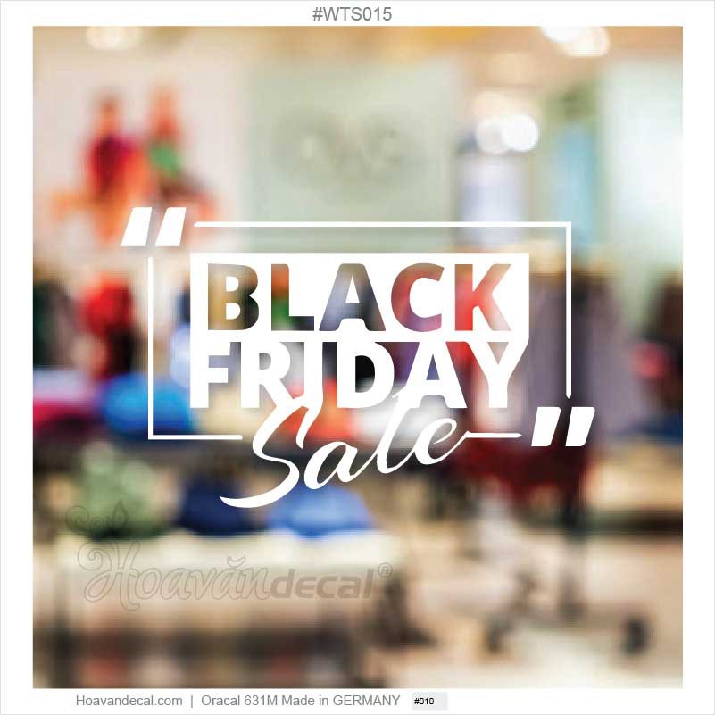 Mẫu decal giảm giá dán kính Black Friday sale