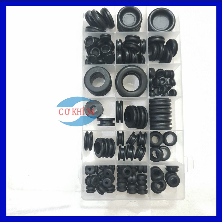 125 Piece Niêm Phong Grommet Cao Su O Vòng Assortment Bộ Thủy Lực Ống Nước Đệm Bóng Sơn Cói Bộ Vòng Dây Điện Gioăng Dụng