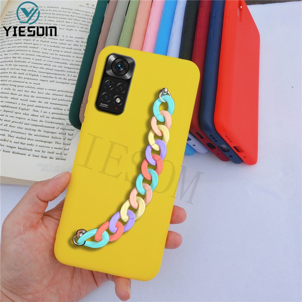 Ốp Điện Thoại TPU Mềm Màu Kẹo Có Dây Đeo Tay Cho Xiaomi Redmi Note 11 10 Pro 11S 10S 4G 2022