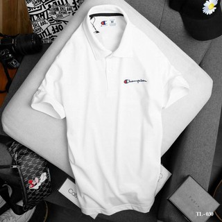 [ẢNH THẬT] ÁO POLO THÊU CHỮ CHAMPION CHẤT THUN CÁ SẤU, ÁO THUN NAM CỔ ĐỨC