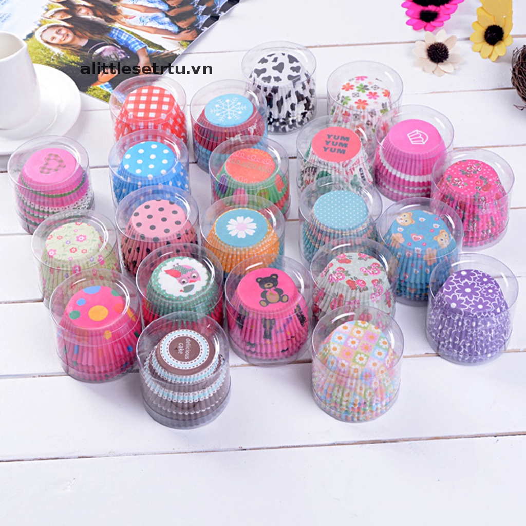 Set 100 Cốc Giấy Làm Bánh Cupcake / Muffin Họa Tiết Ngẫu Nhiên