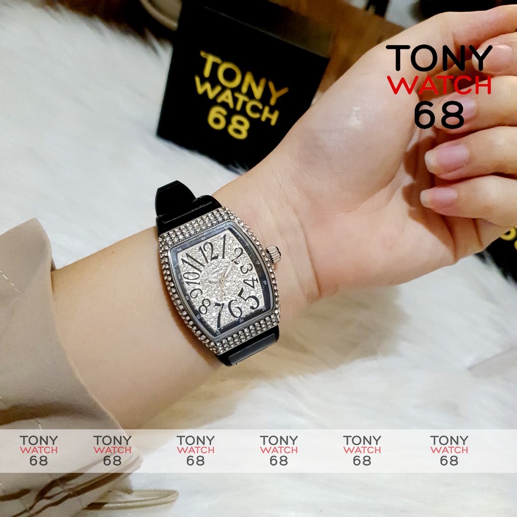 Đồng hồ nữ FM mặt bầu dục đính đá dây cao su bọc da sang chảnh chống nước Winsley | BigBuy360 - bigbuy360.vn