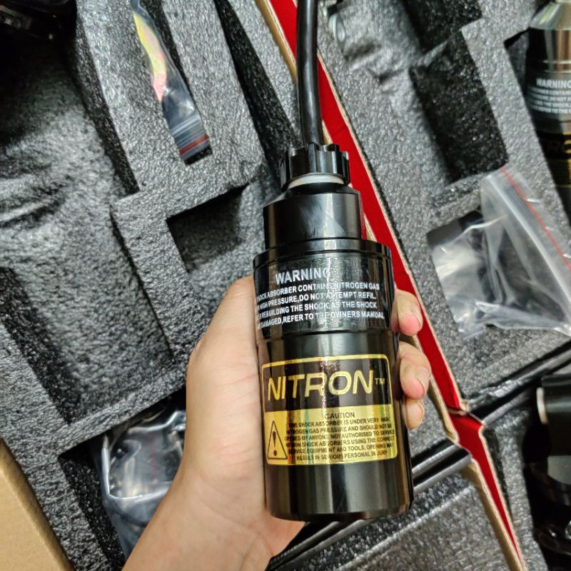 Phuộc Nitron bình dầu full đen gắn Raider Satria