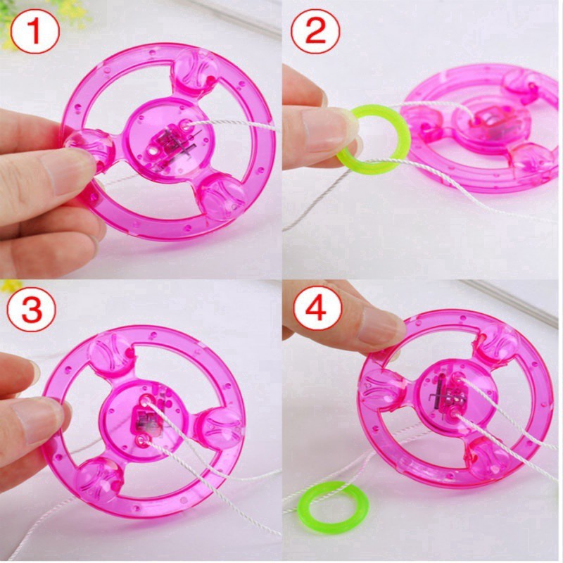 Đồ chơi con quay kéo dây có đèn LED nhiều màu sắc cho trẻ em