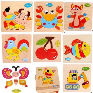 Bộ 10 tranh ghép hình 3d bằng gỗ ngẫu nhiên cho bé