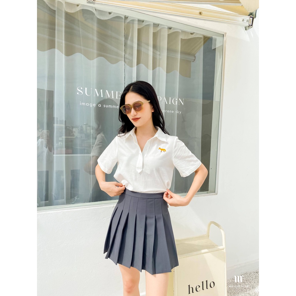 Áo sơ mi công sở nữ Méo shop phong cách cá tính dáng tay ngắn Sleeve