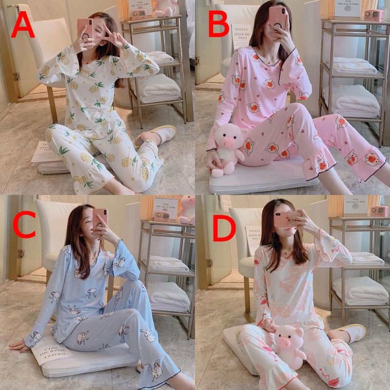 Đồ ngủ tay dài hoạ tiết in đáng yêu cho phái nữ | BigBuy360 - bigbuy360.vn