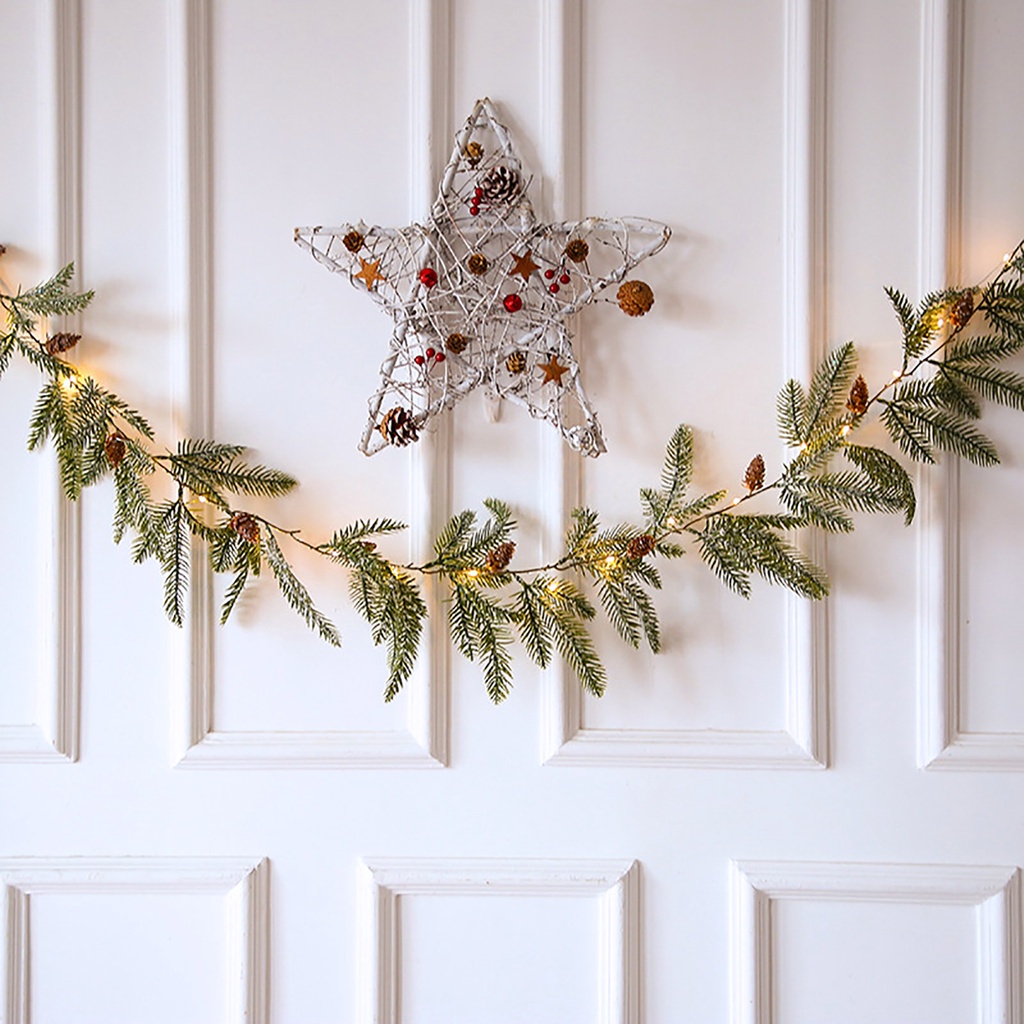 Dây đèn LED giả mây xanh lá treo tường trang trí giáng sinh