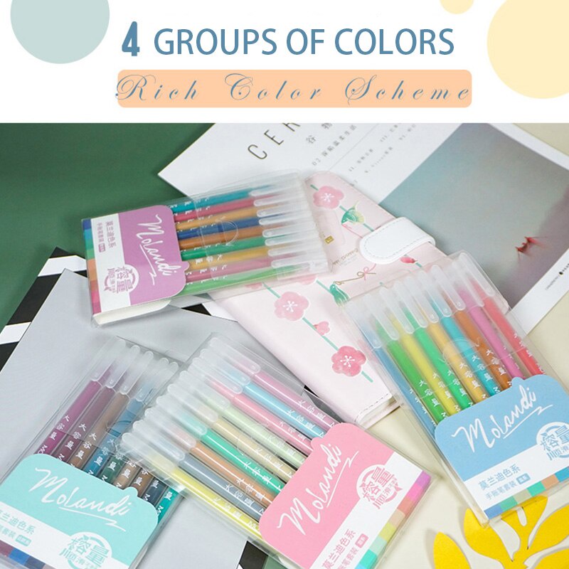 Set 9 bút mực gel nhiều màu sắc kích thước ngòi 0.5mm làm quà tặng văn phòng/trường học tiện dụng