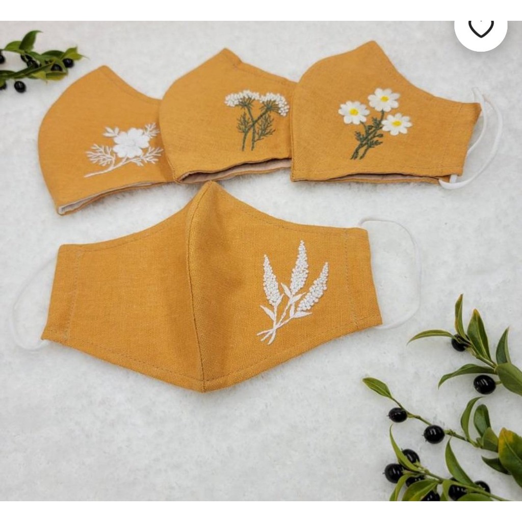 KHẨU TRANG VẢI LINEN THÊU TAY