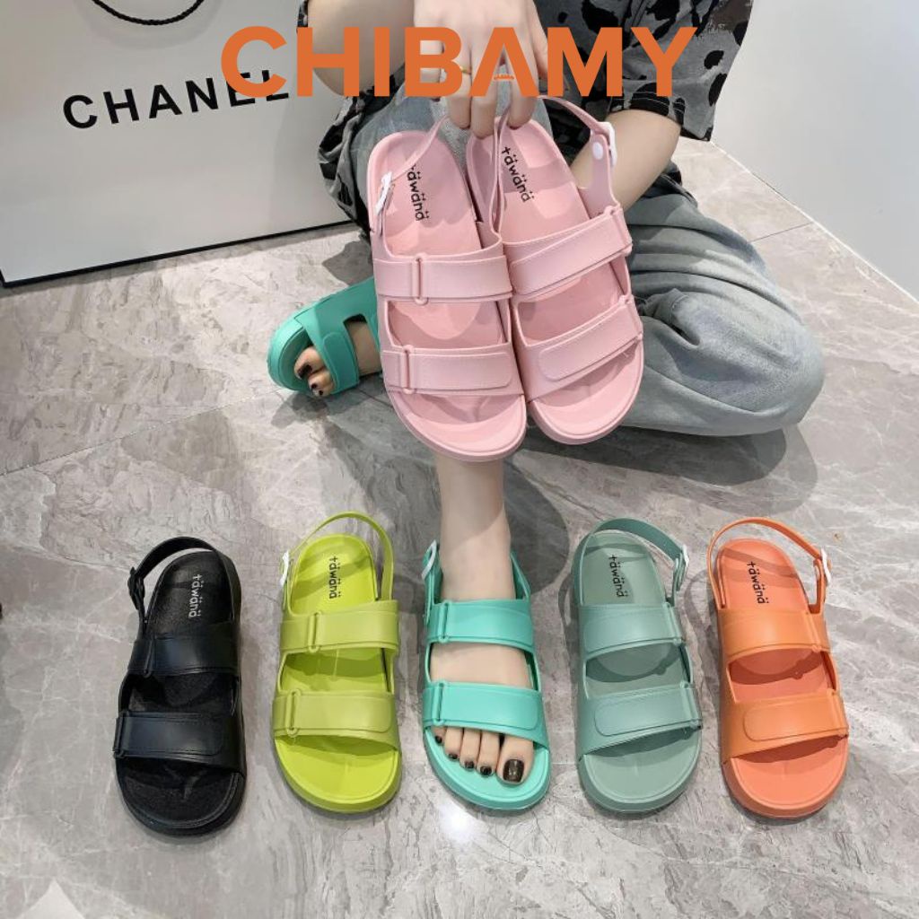 Dép Sandal nữ chất Nhựa dẻo đi biển nhiều màu CHIBAMY
