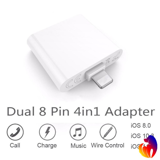 Blackhole Dual 8 Pin Original Chip Audio Charger Adapter to Earphone Headphone for iPhone 7 7 Plus 8 PLUS