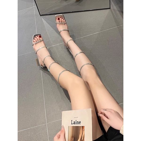 Order _ Sandal dài khoá sau quai đính đá nhân tạo siêu xinh