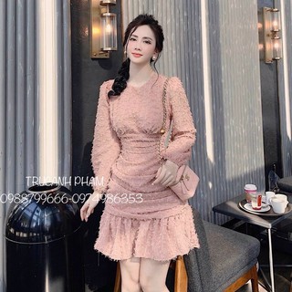 Váy xoè xếp ly chất liệu ren xù