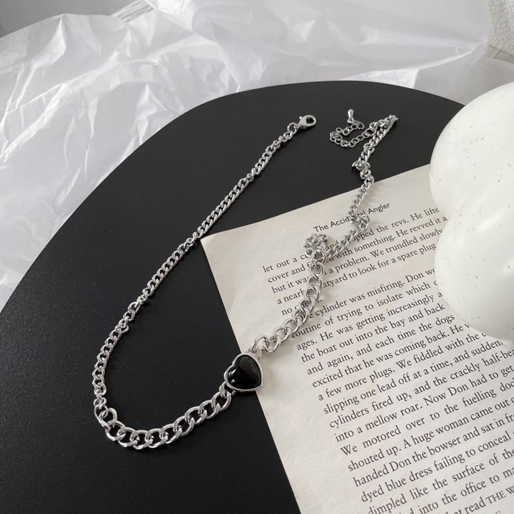 Vòng cổ mặt hình trái tim bằng hợp kim phong cách hip hop thời trang Hàn Quốc cho nữ