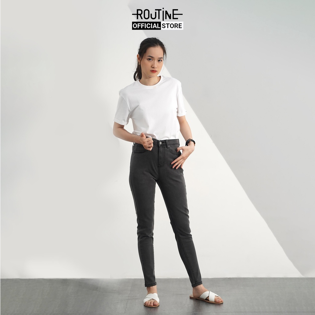 Quần jean xám trơn. SKINNY form Routine - 10F20DPAW025