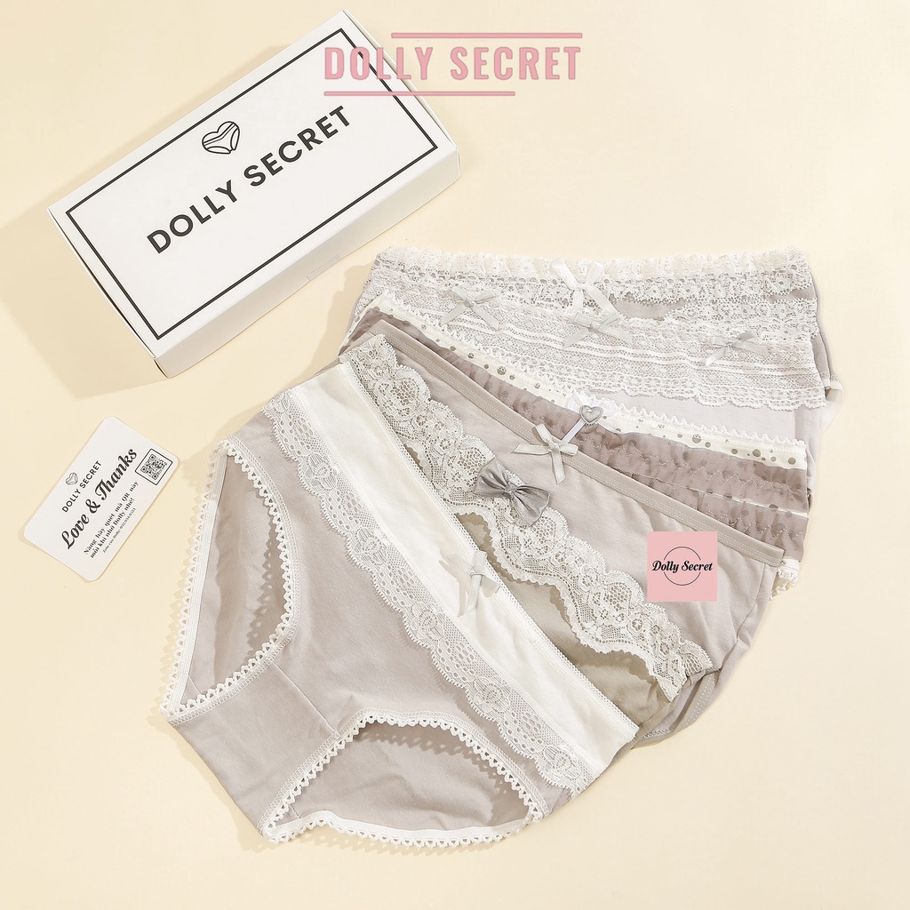 Hộp 6 quần lót nữ có nơ ren cực gợi cảm cao cấp tính năng nâng mông ERA DOLLY SECRET QL031