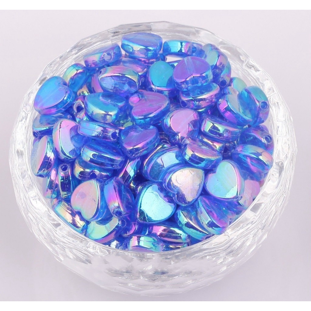 Gói 200 hạt acrylic hình trái tim màu AB dùng làm phụ kiện trang sức/ vòng tay/ may vá DIY 8x4mm