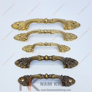 Tay nắm tủ đồng họa tiết hoa cổ NKD018 (Màu Đồng Cổ)