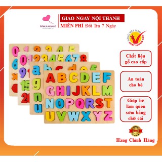 Bộ Bảng Gỗ Nổi Ghép Chữ Cái Tiếng Anh In Hoa - In Thường Cho Bé